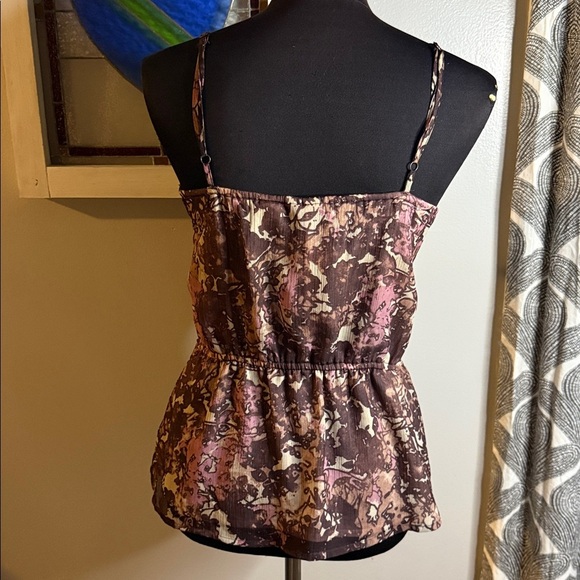 Mudd Y2K Cinched Waist Brown & Pink Ruffled Cami Top SZ Small - Picture 5 of 8